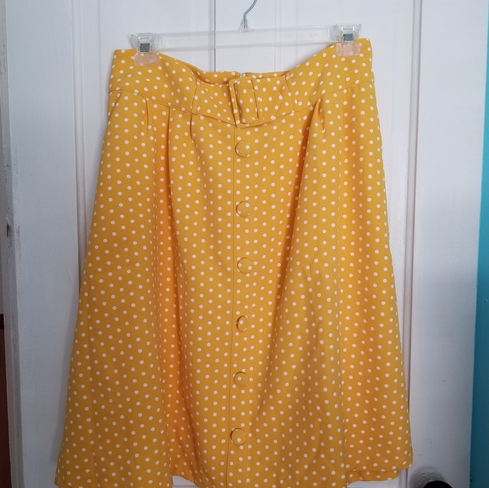 Modcloth yellow polka dot midi skirt 3X plus size